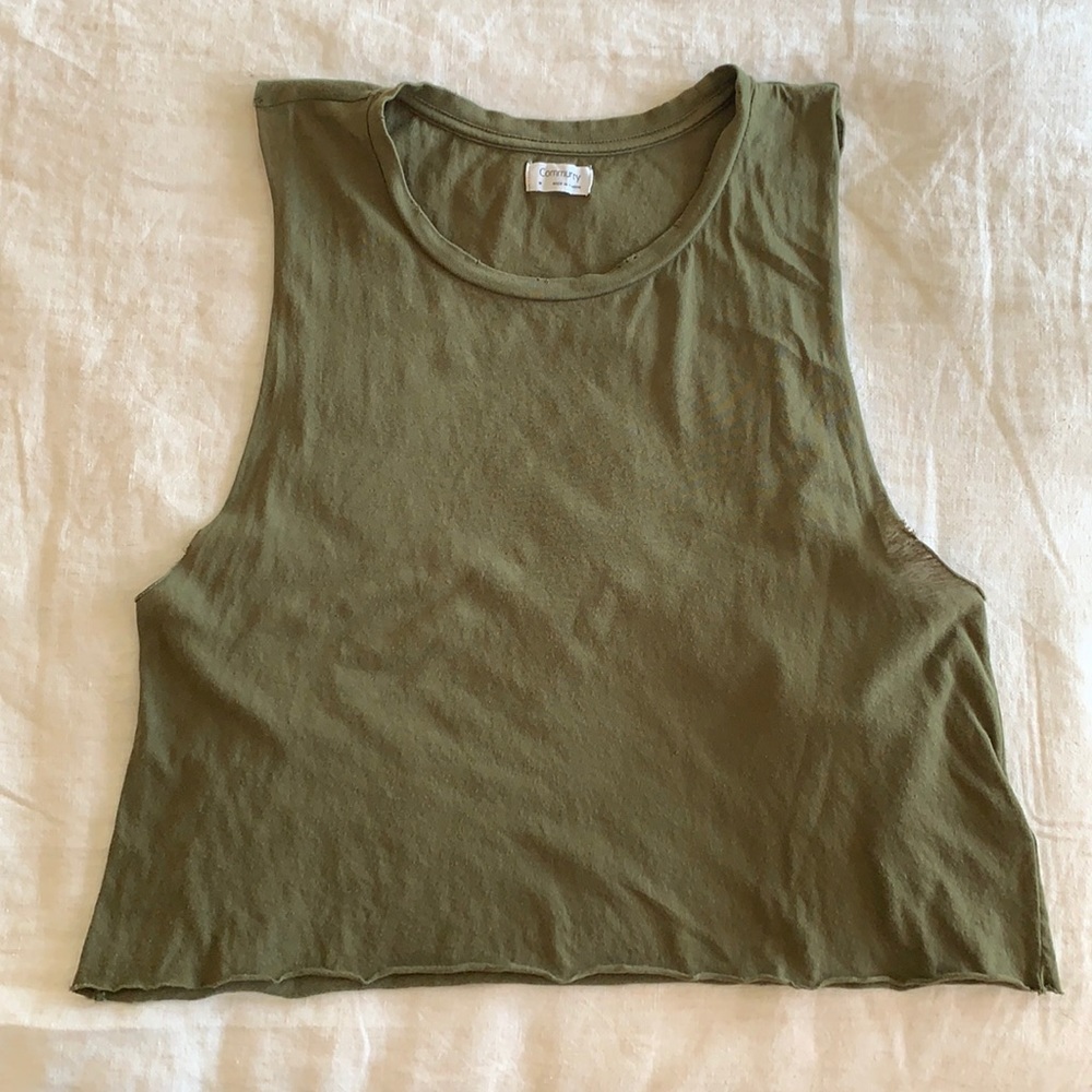 Aritzia Community Crop Tank - Olive Green - M